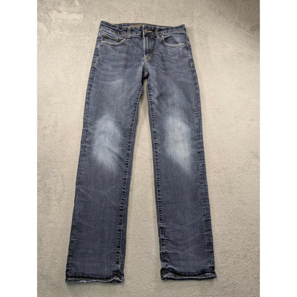 American Eagle Mens Original Straight Extreme Flex Jeans Blue 32x34 Medium Wash - Picture 2 of 13